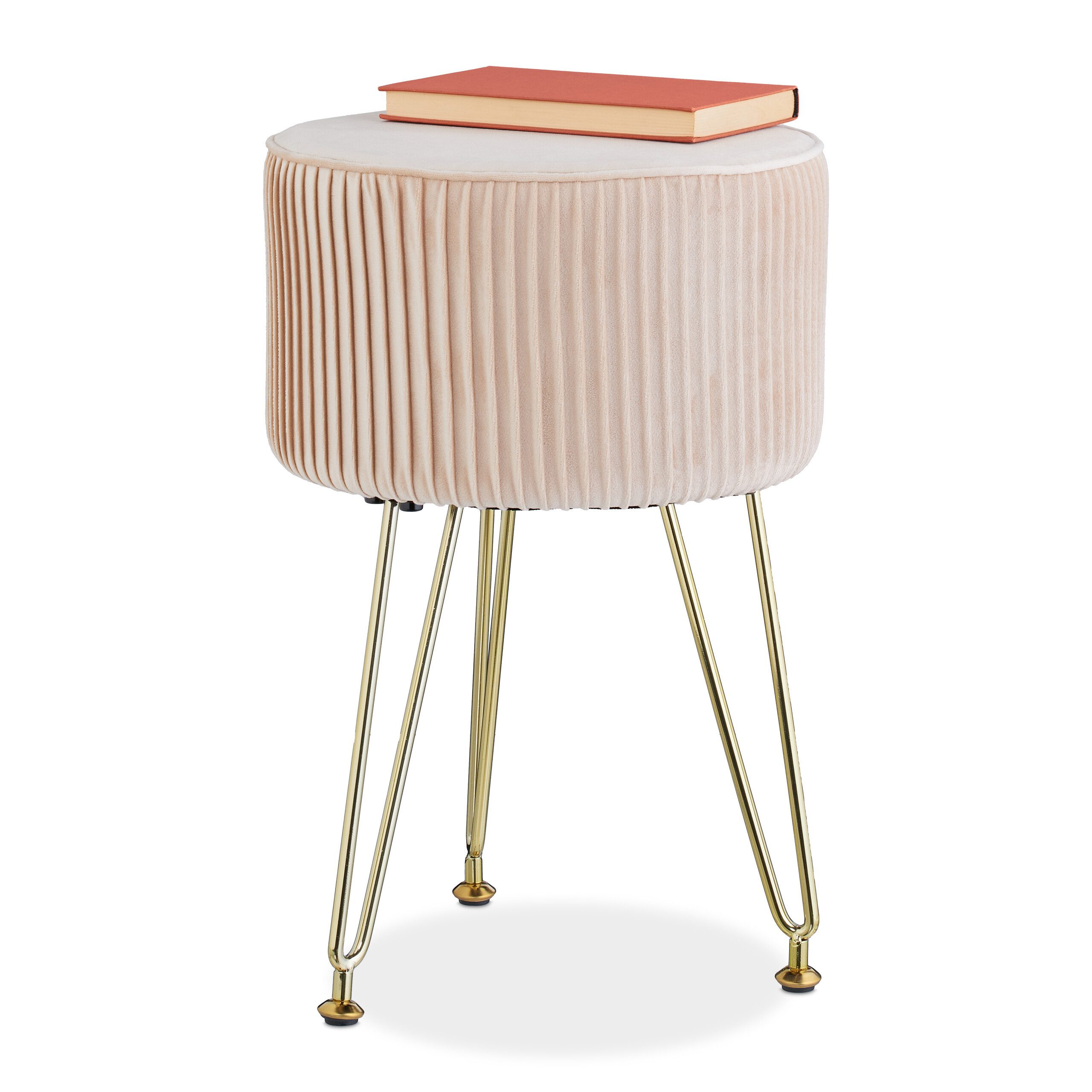 relaxdays Sitzhocker Samt Hocker mit Metallbeinen, günstig online kaufen