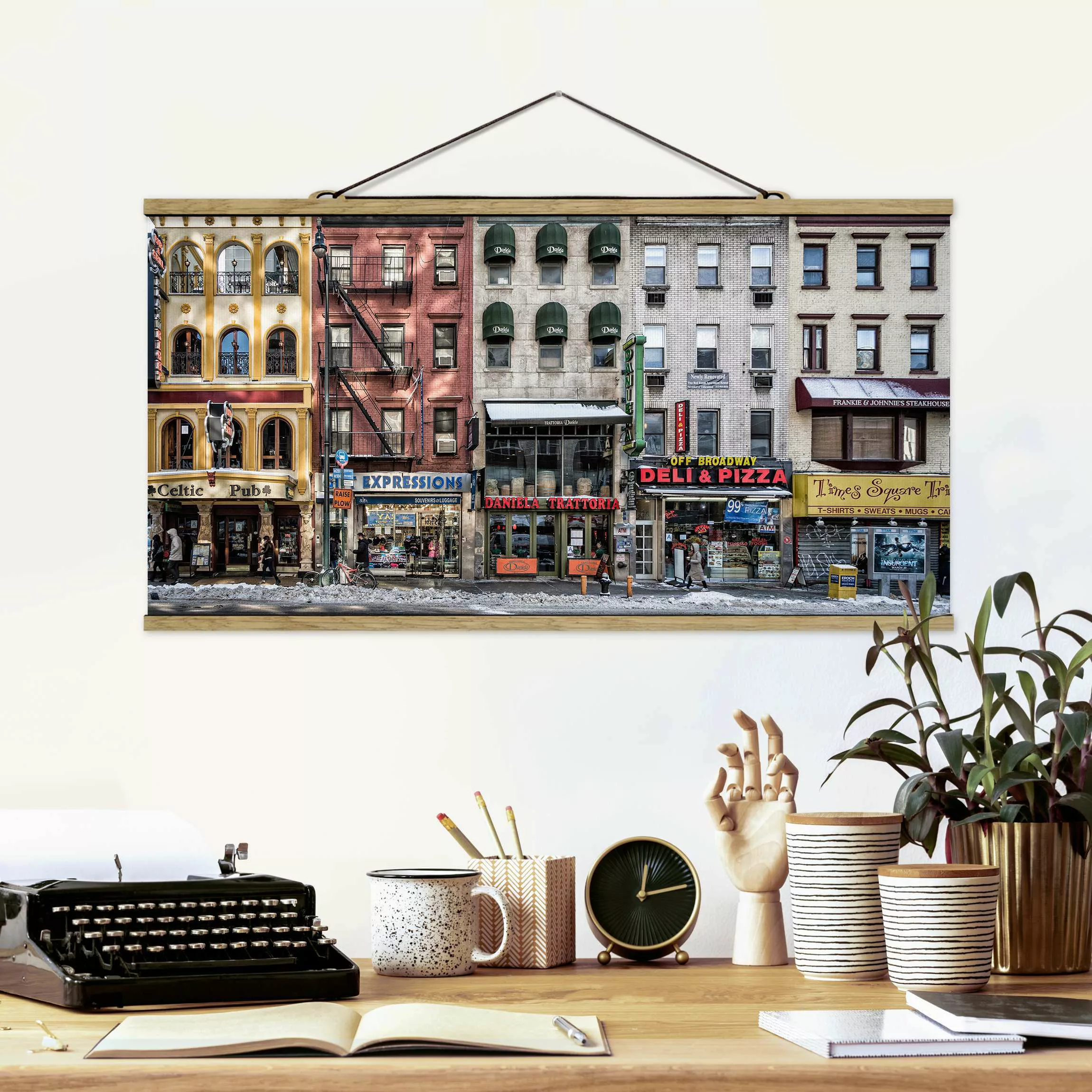 Stoffbild Architektur mit Posterleisten - Querformat Kalter Tag in NY günstig online kaufen