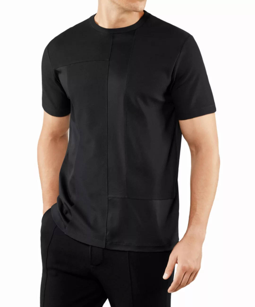 FALKE Herren T-Shirt Rundhals, 3XL, Schwarz, Geometrisch, Baumwolle, 62056- günstig online kaufen