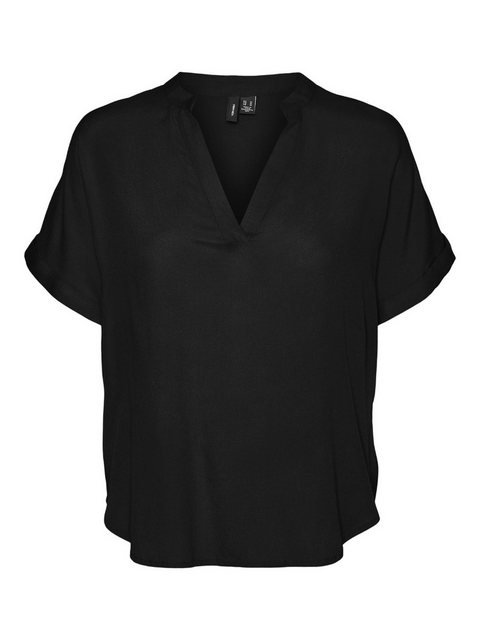 Vero Moda Blusenshirt Top Casual Splitneck Bluse 7464 in Schwarz günstig online kaufen