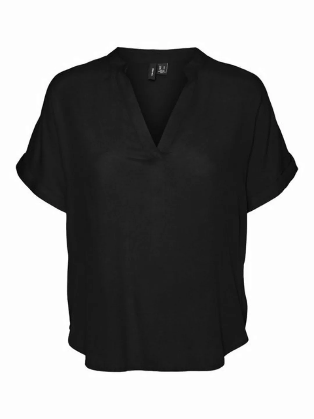 Vero Moda Blusenshirt Top Casual Splitneck Bluse 7464 in Schwarz günstig online kaufen