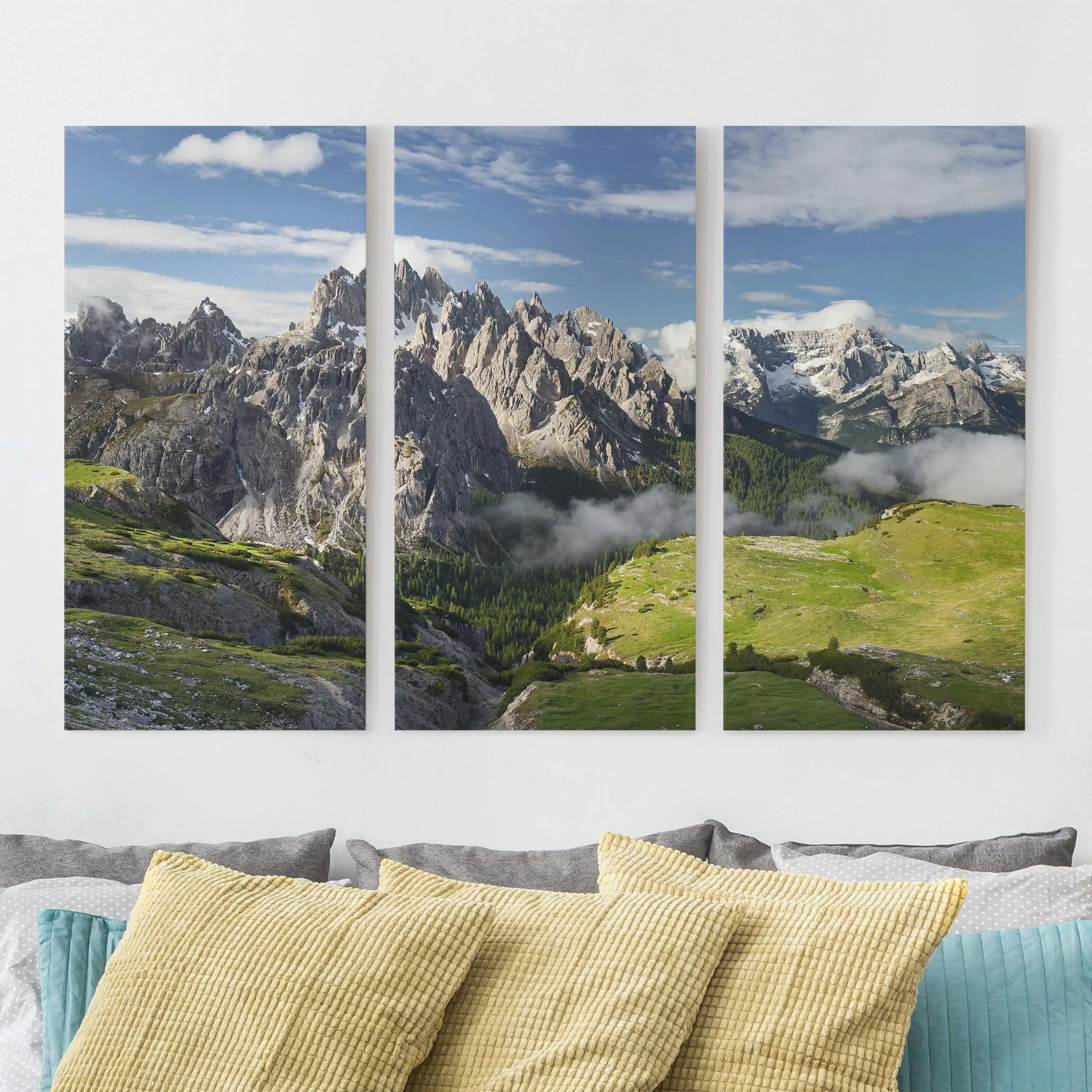 3-teiliges Leinwandbild Natur & Landschaft - Querformat Italienische Alpen günstig online kaufen