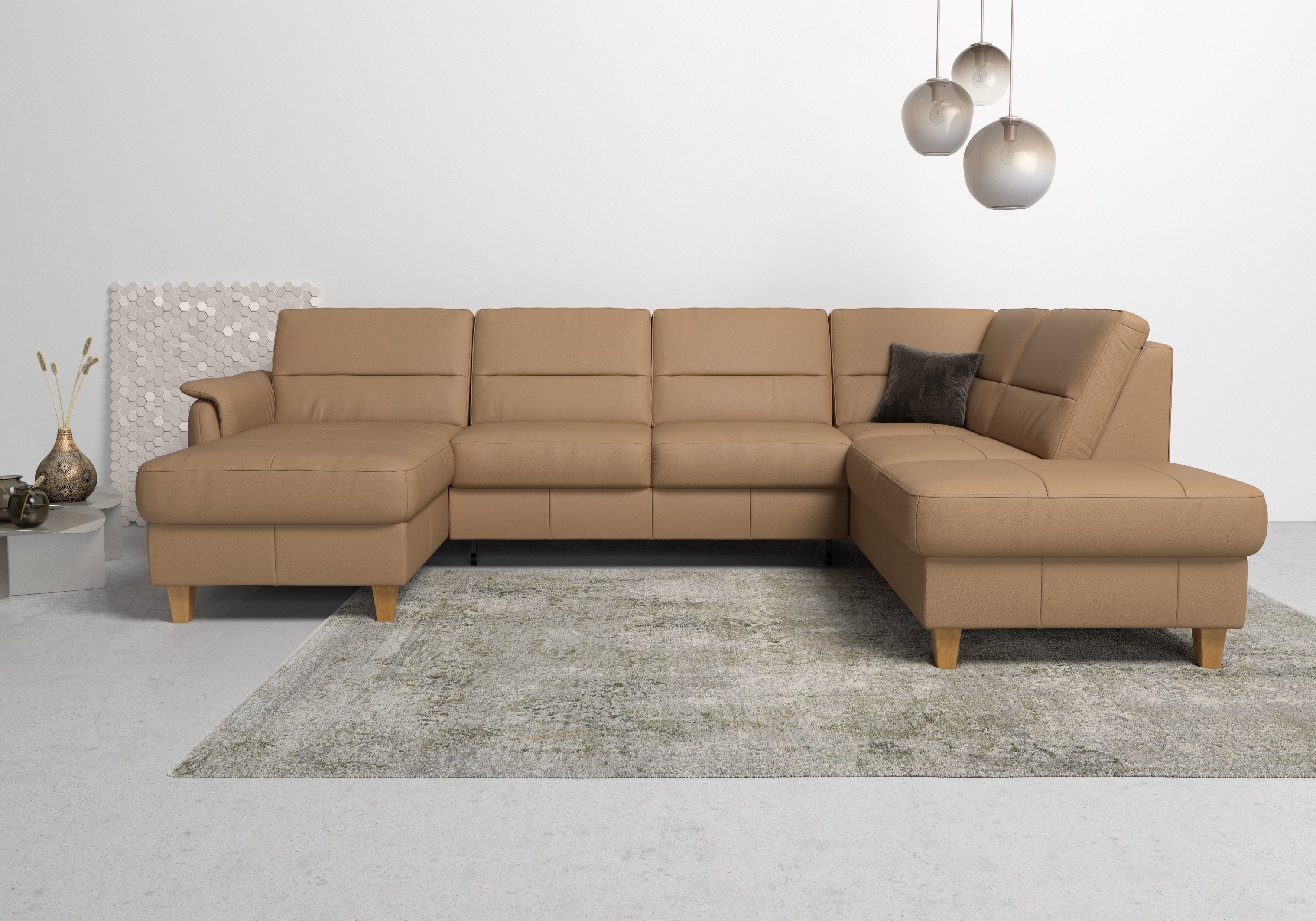 Home affaire Wohnlandschaft "Palmera U-Form", Federkern, wahlweise mit Bett günstig online kaufen