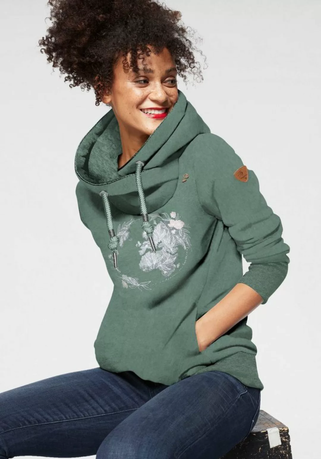 Ragwear Sweater GRIPY BUTTON WORLD O Kapuzensweatshirt mit Statement-Front- günstig online kaufen