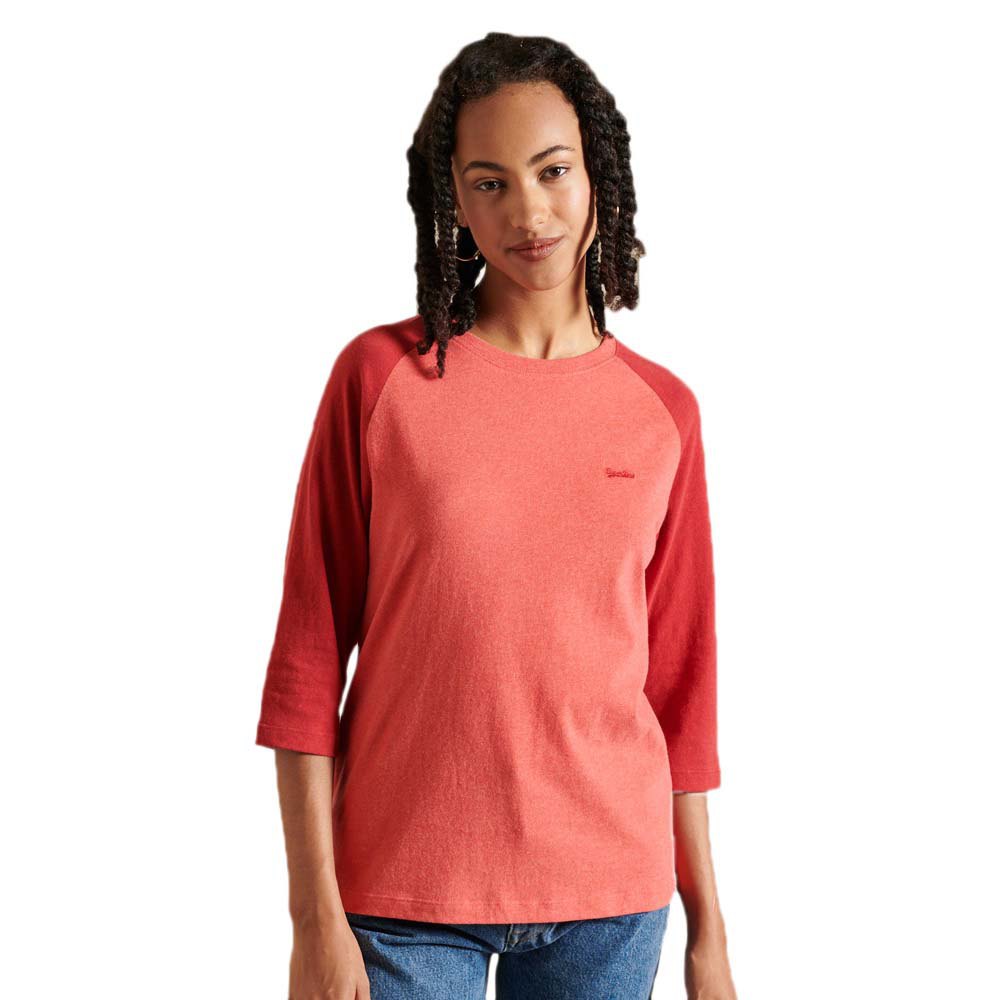 Superdry Vintage Baseball Langarm-t-shirt S Coral Reef Marl / Hike Red günstig online kaufen