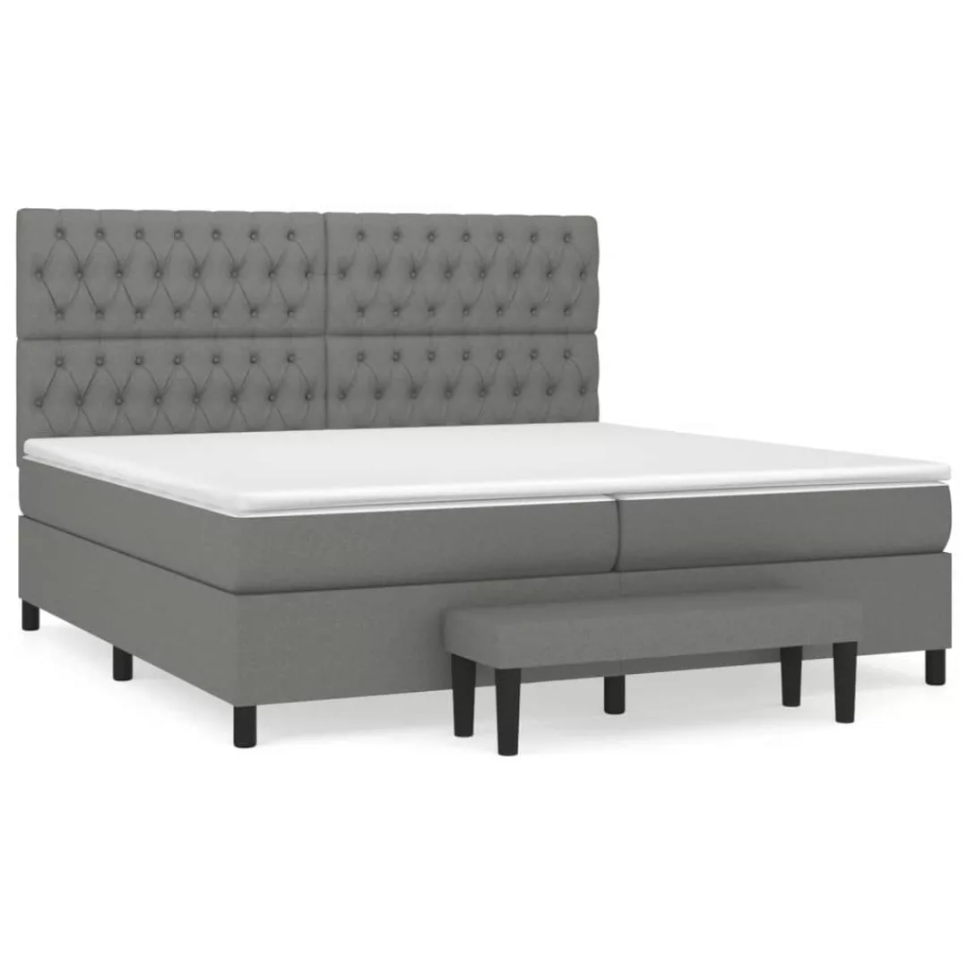 Vidaxl Boxspringbett Mit Matratze Dunkelgrau 200x200 Cm Stoff günstig online kaufen