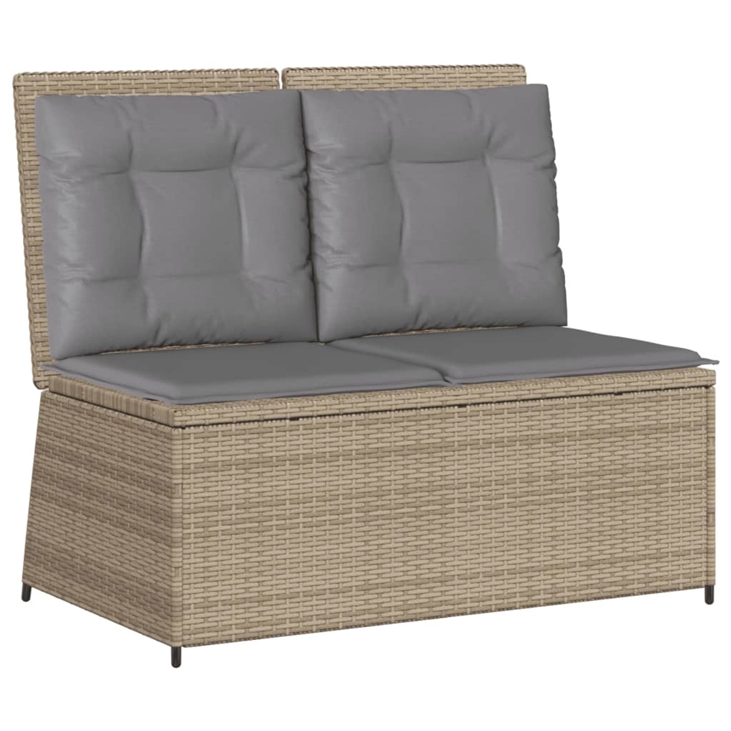 furnicato Gartenbank Verstellbar mit Kissen Beige Poly Rattan günstig online kaufen