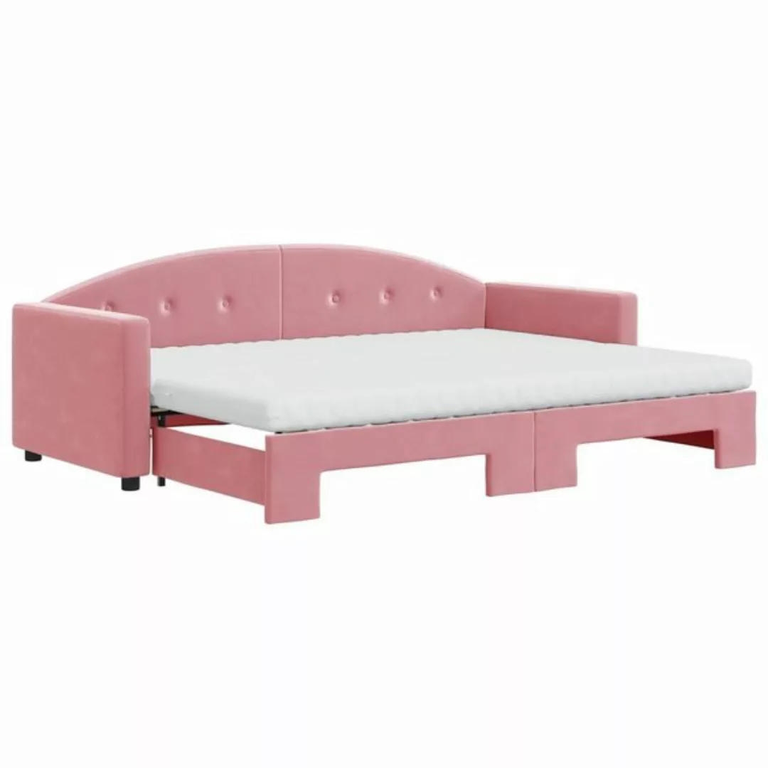 vidaXL Bett Tagesbett Ausziehbar mit Matratzen Rosa 80x200 cm Samt günstig online kaufen