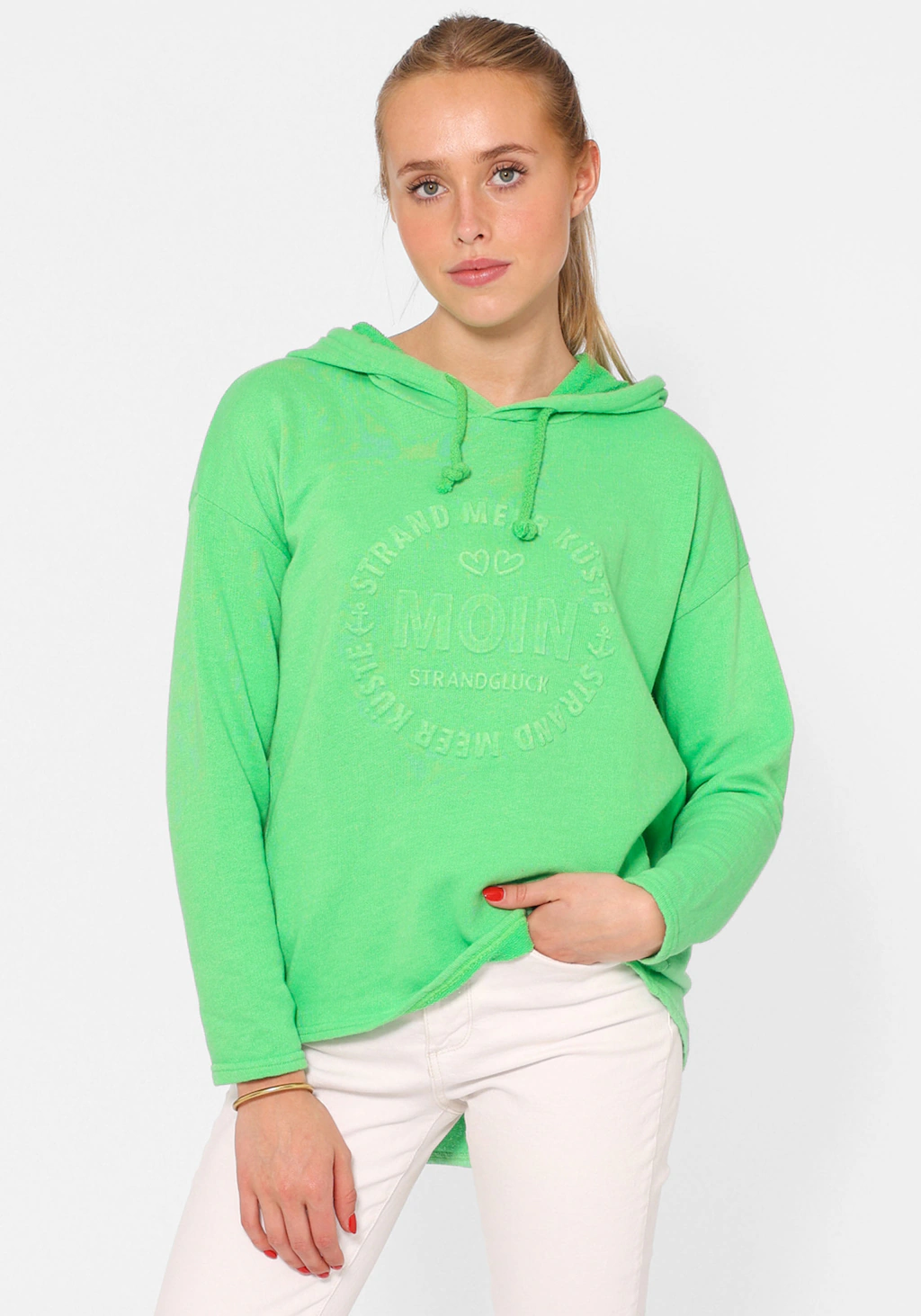 Zwillingsherz Hoodie ""Moin"", Sweatshirt im Used-Look mit Kapuze und Stemp günstig online kaufen