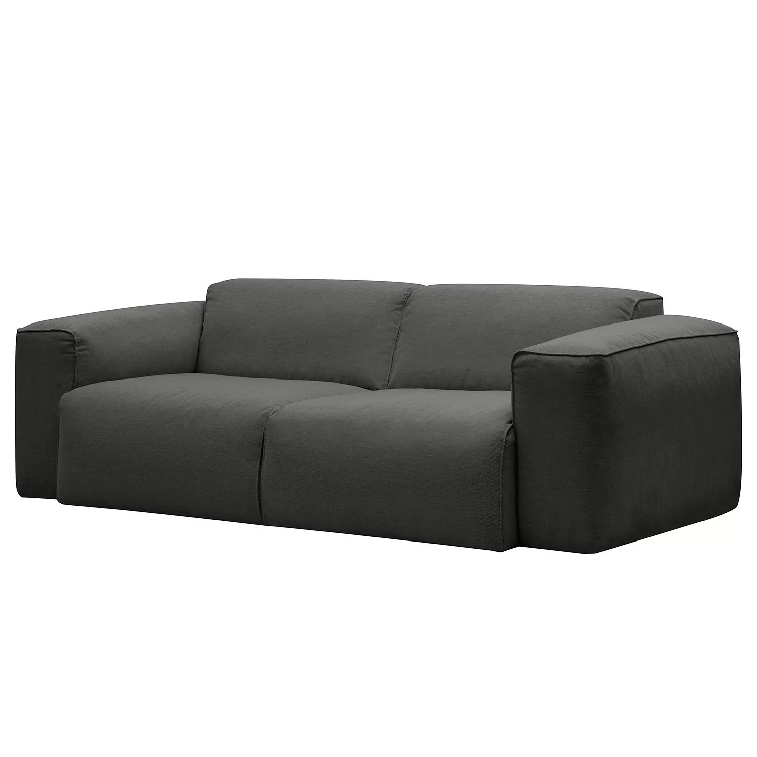 home24 Studio Copenhagen Sofa Hudson 2-Sitzer Grau/Braun Webstoff 228x71x10 günstig online kaufen