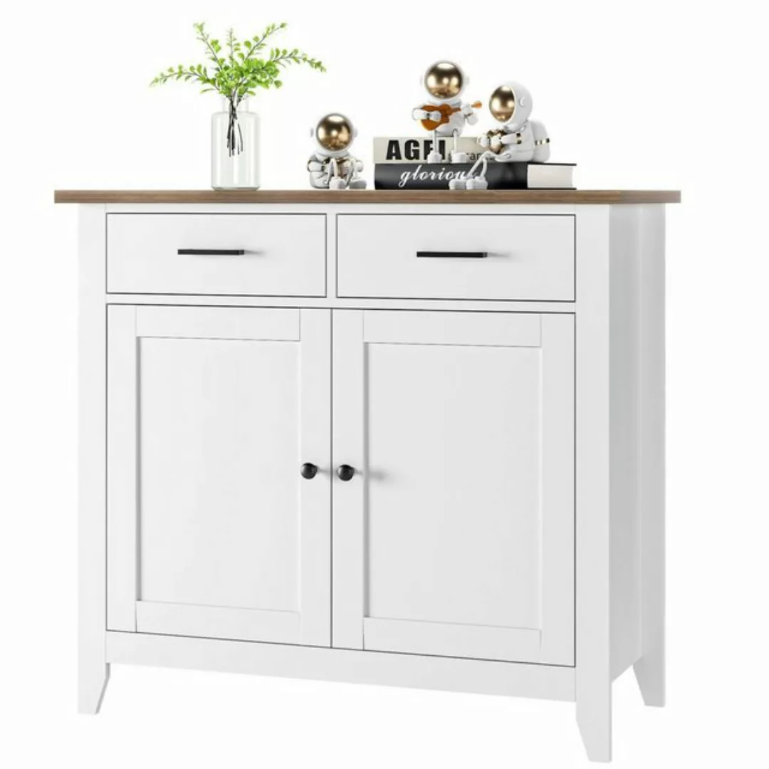 HOMECHO Buffet Sideboard Weiß Küchenschrank mit 2 Schubladen 2 Türen günstig online kaufen