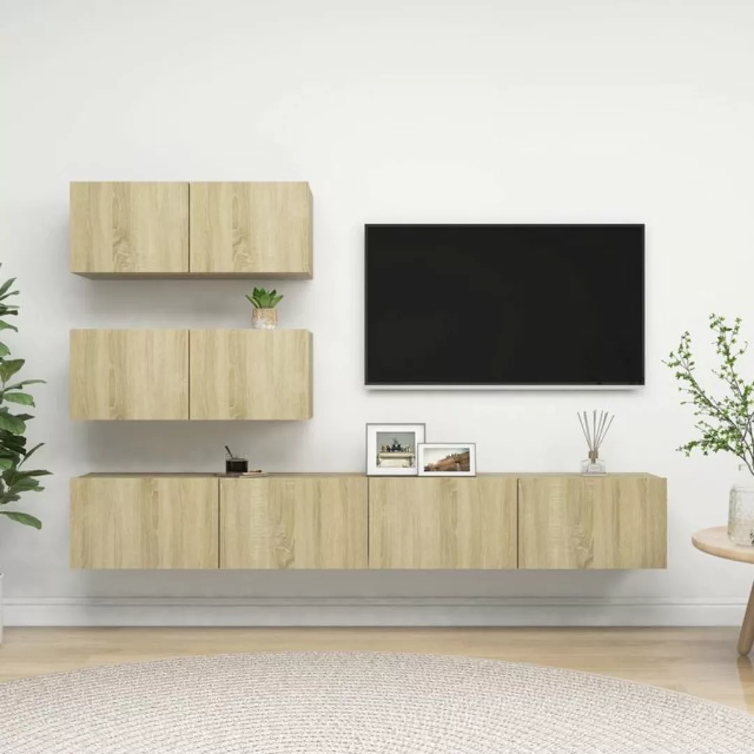 vidaXL TV-Schrank 4-tlg TV-Schrank-Set Sonoma-Eiche Spanplatte günstig online kaufen