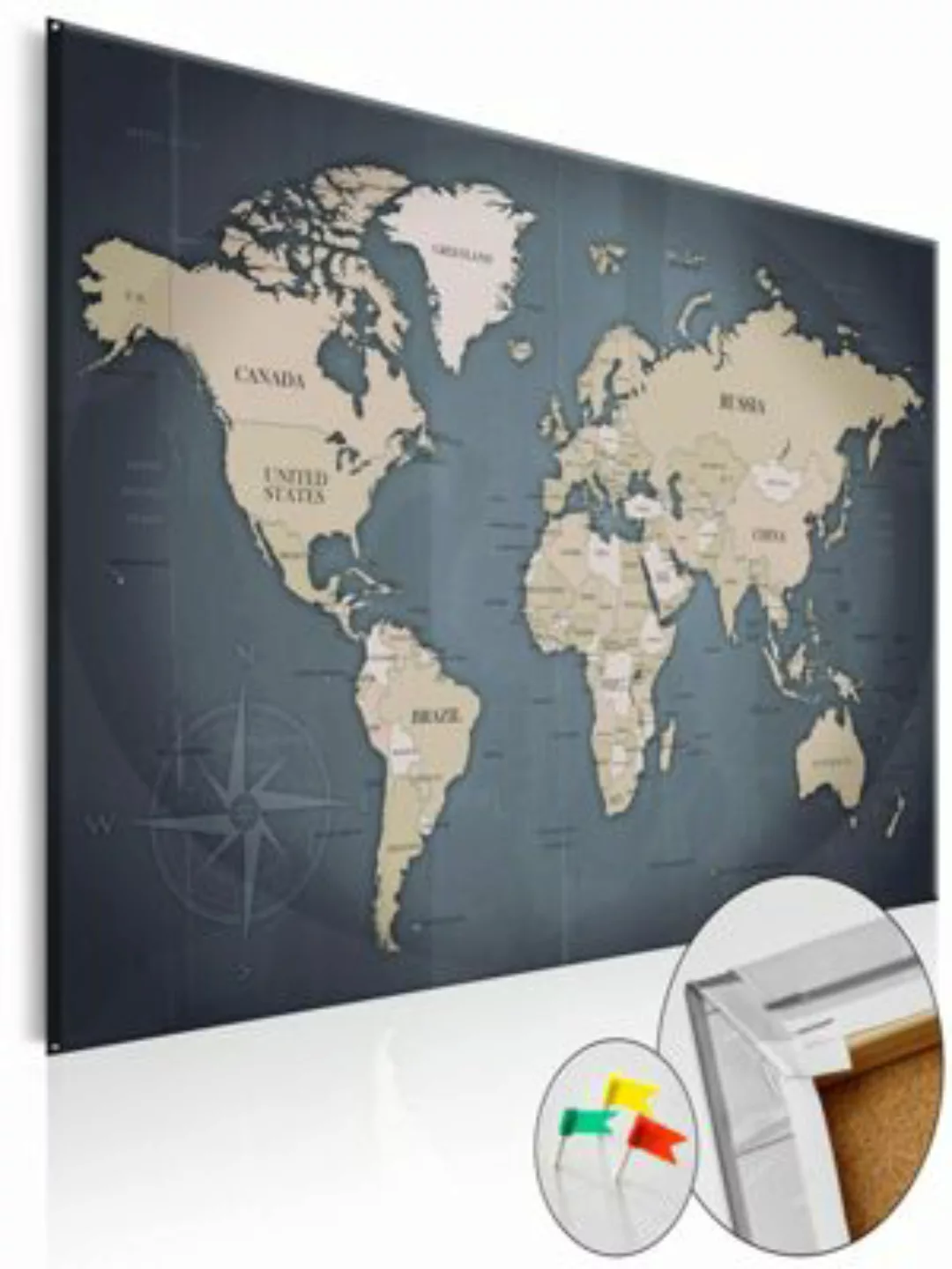 artgeist Pinnwand Bild Shades of Grey [Cork Map] beige/grau Gr. 60 x 40 günstig online kaufen