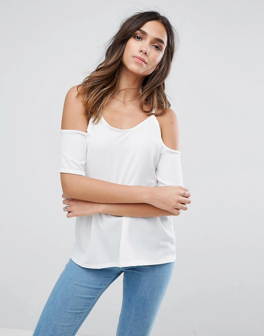 Daisy Street – Schulterfreies Camisole mit Schößchen und Spitzenbesatz-Weiß günstig online kaufen