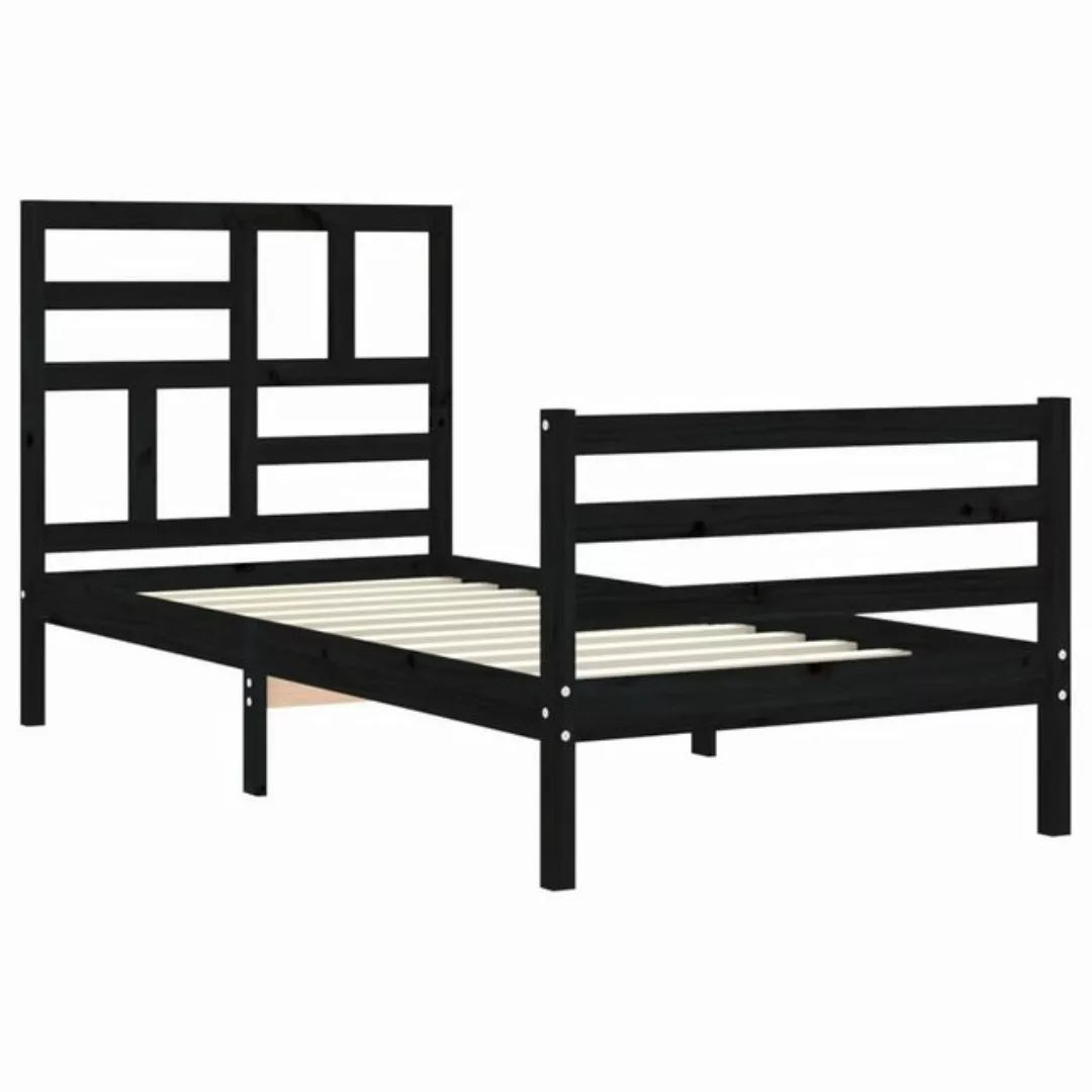 vidaXL Bett Massivholzbett mit Kopfteil Schwarz 90x200 cm günstig online kaufen