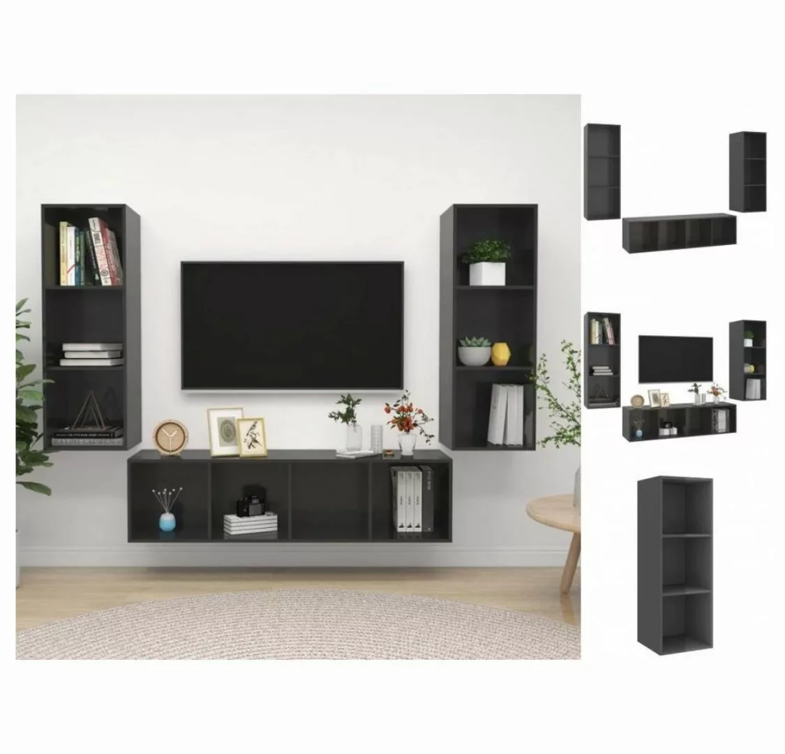 vidaXL TV-Schrank 3-tlg TV-Schrank-Set Hochglanz-Grau Spanplatte günstig online kaufen