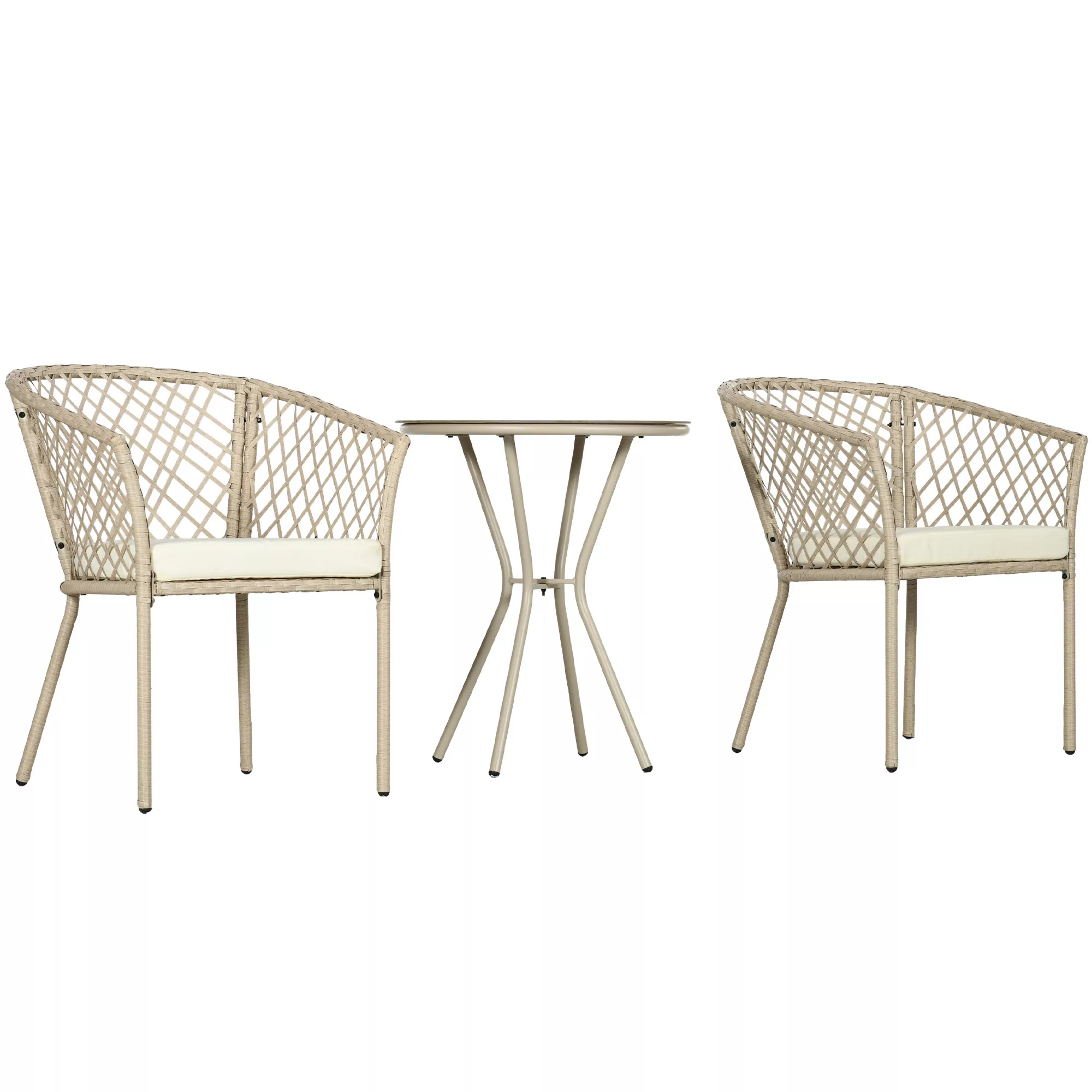 Outsunny Rattan Gartenmöbel-Set 3-tlg., Gartengarnitur mit Couchtisch, 2 St günstig online kaufen