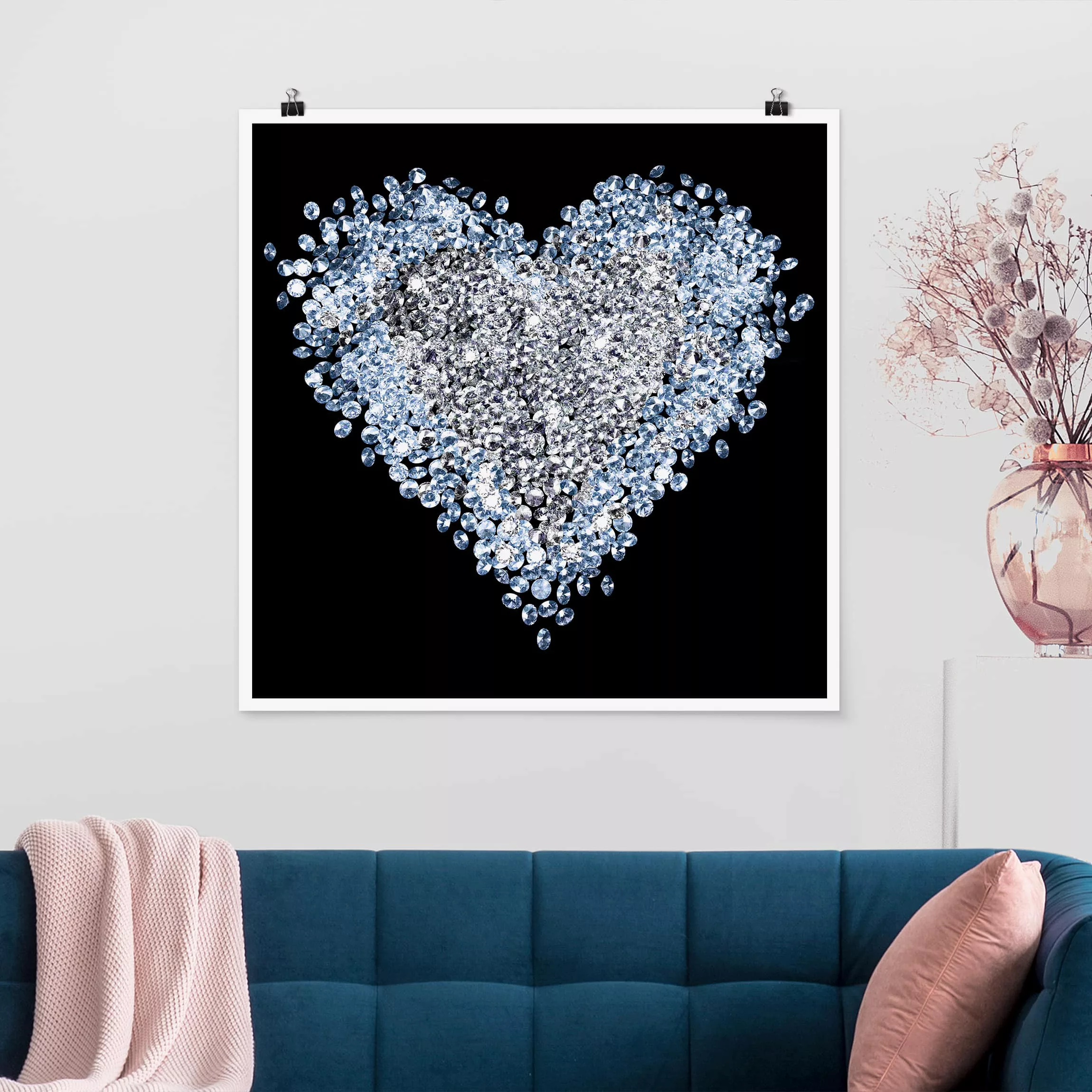 Poster - Quadrat Diamant Herz günstig online kaufen