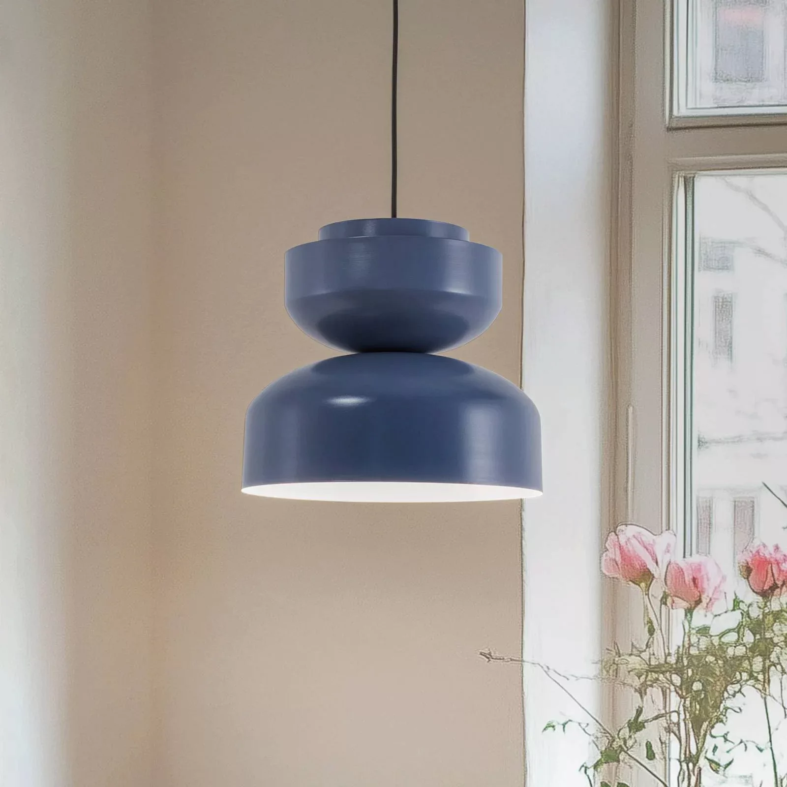 Hängeleuchte Dalia, blau, Metallschirm, 30 cm günstig online kaufen