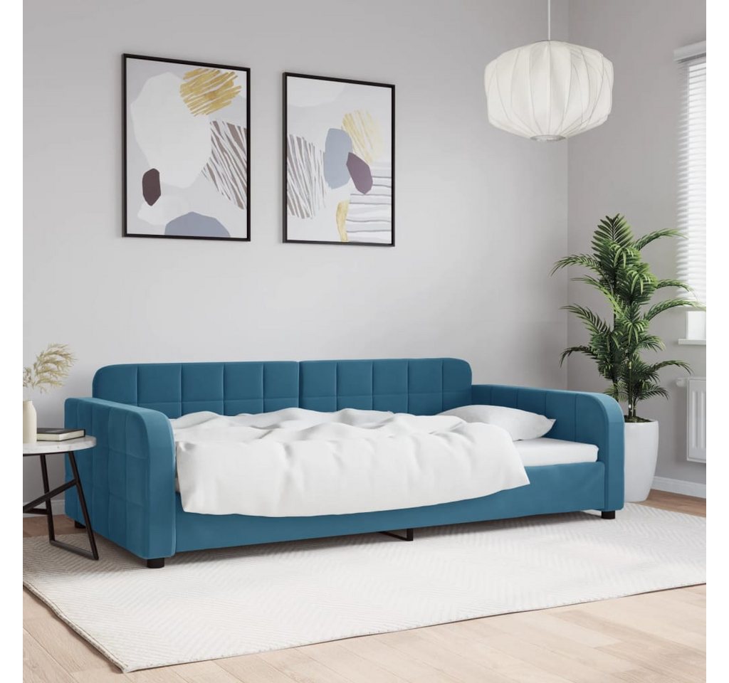 vidaXL Gästebett Tagesbett Blau 100x200 cm Samt Gästebett Gästecouch Gästes günstig online kaufen