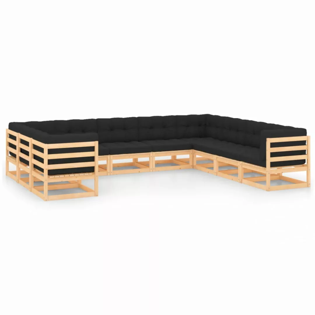 10-tlg. Garten-lounge-set Anthrazit-kissen Massivholz Kiefer günstig online kaufen