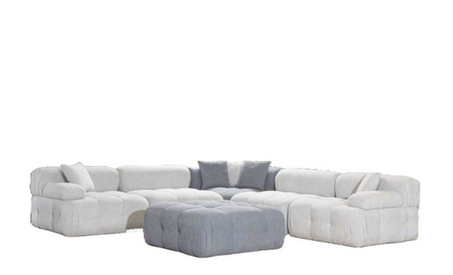 Xlmoebel Ecksofa Moderne weiße L-Form Wohnzimmer Couch mit Hocker. Luxuriös günstig online kaufen