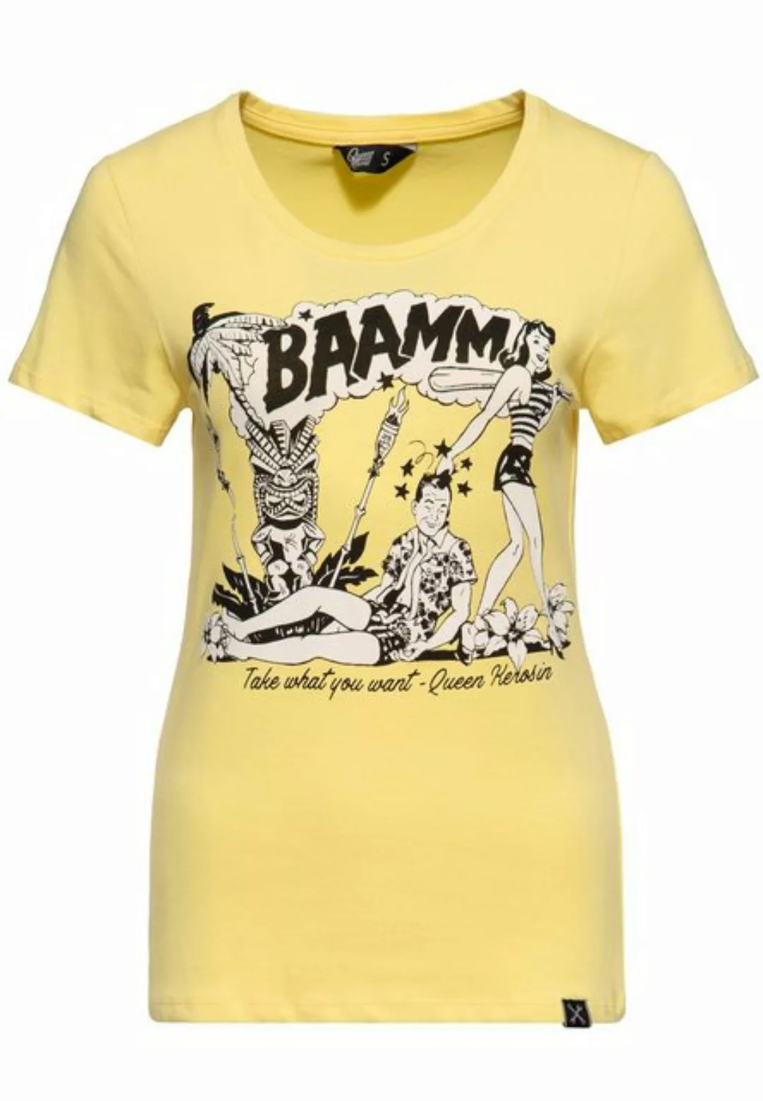 QueenKerosin Print-Shirt Bammm (1-tlg) mit Retro Front Print günstig online kaufen