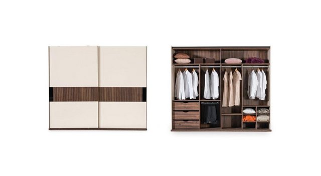 JVmoebel Kleiderschrank Luxus Kleiderschrank mit Schwebetüren Holz Beige So günstig online kaufen