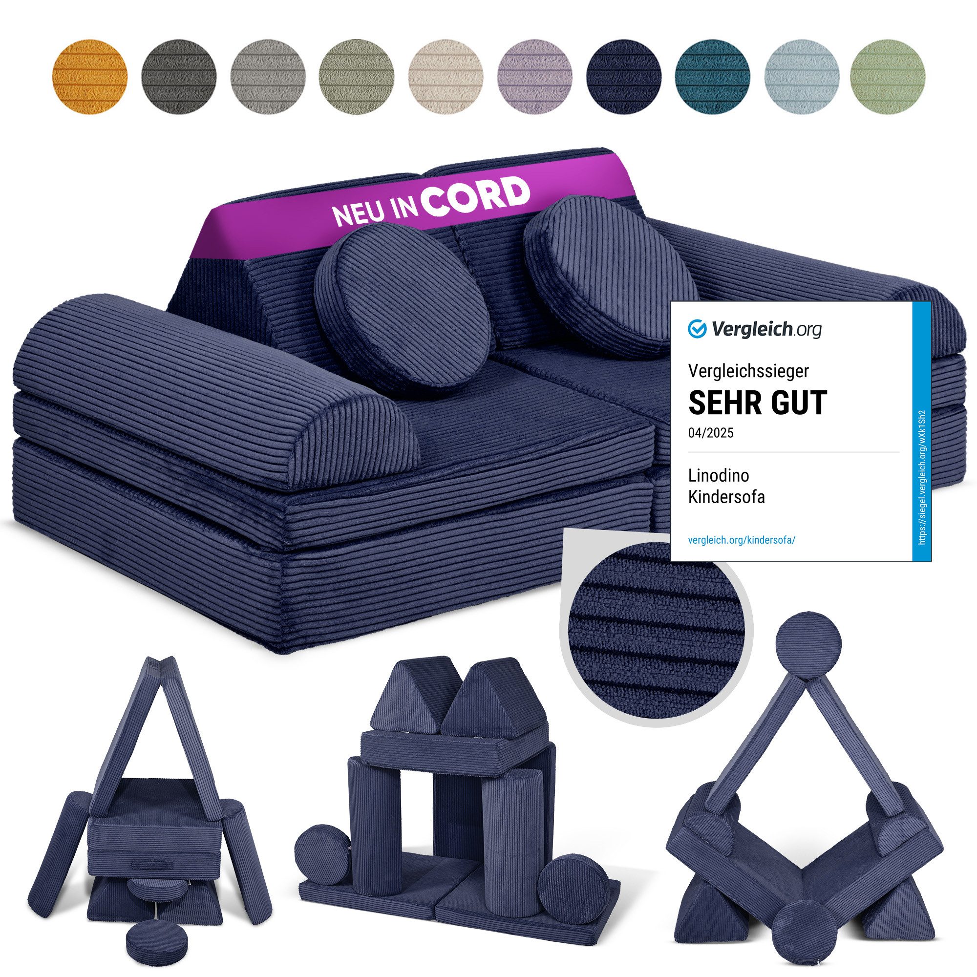 Linodino Kindersofa Spielsofa I Schaumstoff Stapelsteine günstig online kaufen