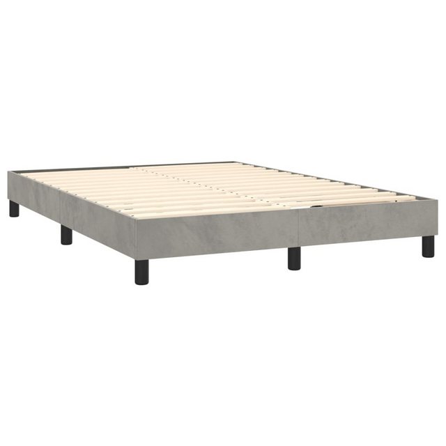 furnicato Bett Boxspringbett mit Matratze Hellgrau 140x190 cm Samt (1-tlg) günstig online kaufen