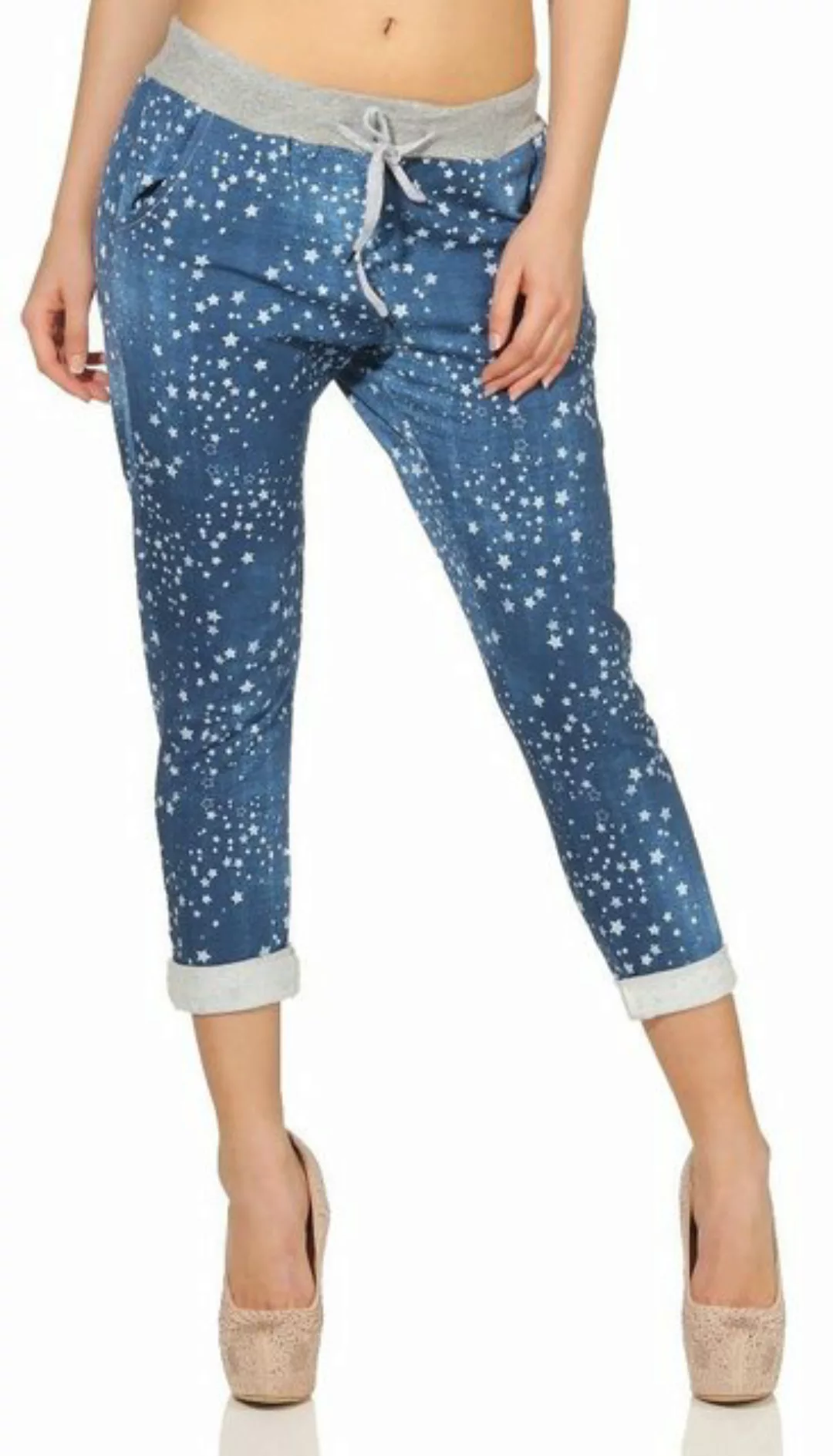 Mississhop Chinohose Damen Hose Blumen Jogginghose Baumwolle gemustert M. 2 günstig online kaufen