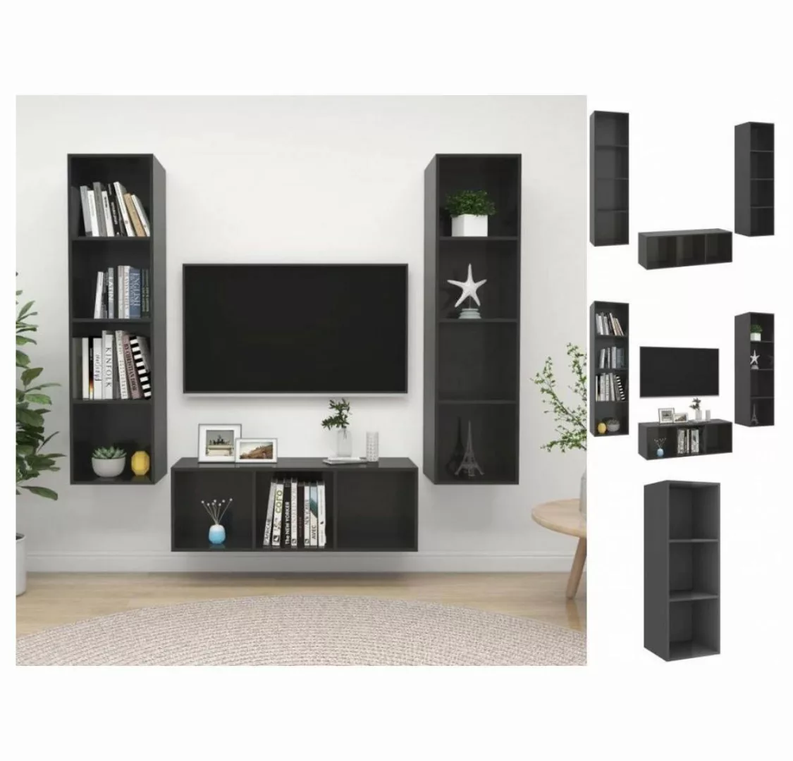 vidaXL TV-Schrank 3-tlg TV-Schrank-Set Hochglanz-Grau Spanplatte günstig online kaufen