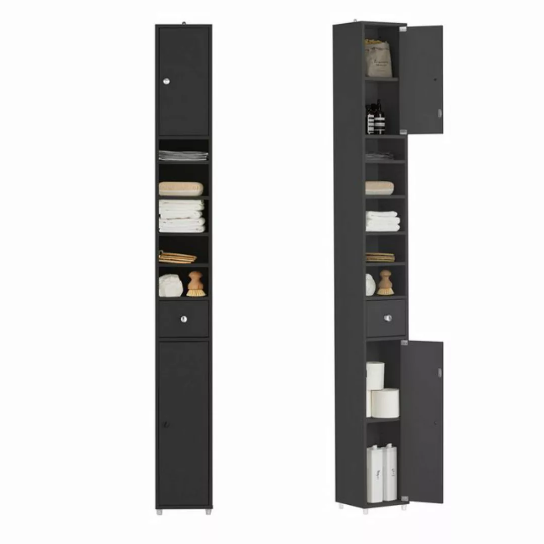 SoBuy Hochschrank BZR34 Badezimmerschrank mit 5 Fächern Badschrank Badregal günstig online kaufen