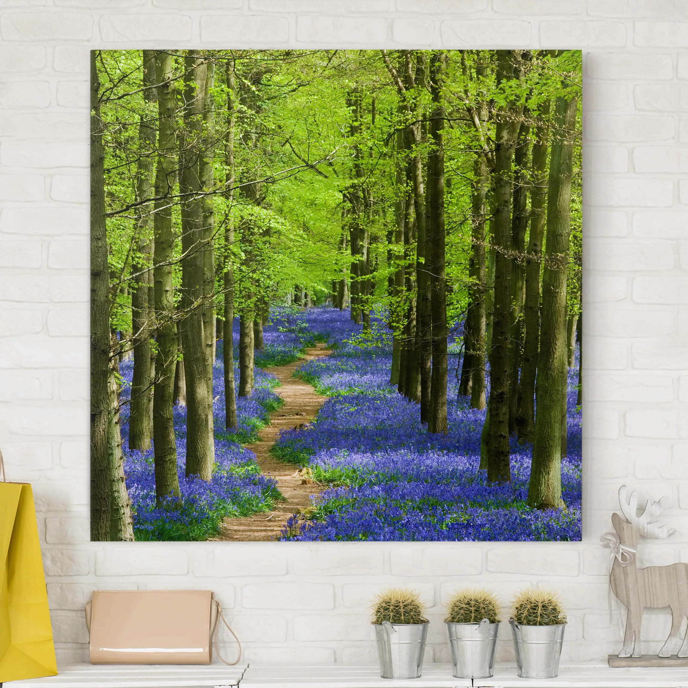 Leinwandbild Wald - Quadrat Wanderweg in Hertfordshire günstig online kaufen