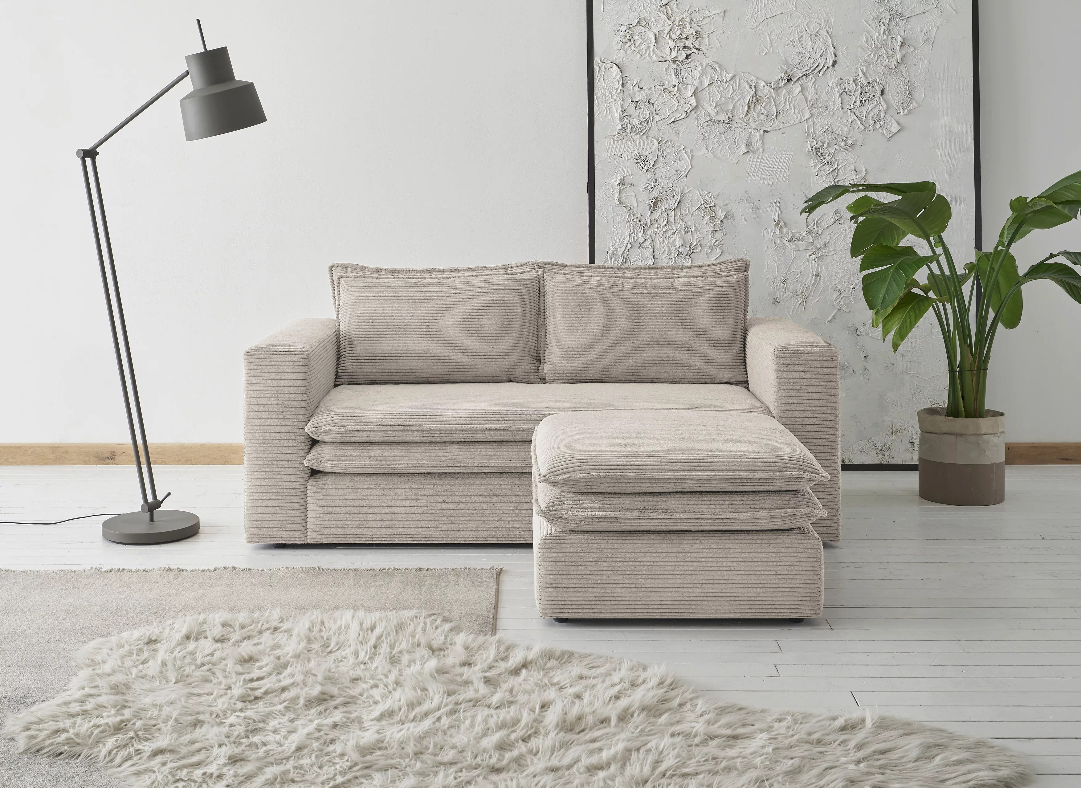 Places of Style Sitzgruppe "PIAGGE", (2 tlg.), 2-Sitzer-Sofa und Hocker kle günstig online kaufen