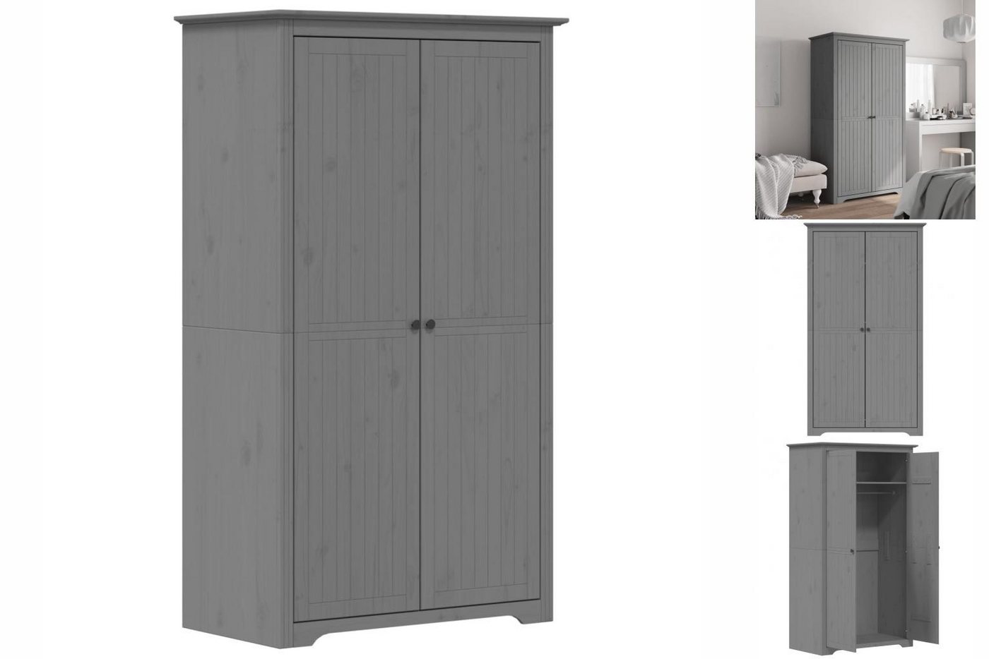 vidaXL Kleiderschrank Kleiderschrank BODO Grau 101x52x176,5 cm Massivholz K günstig online kaufen