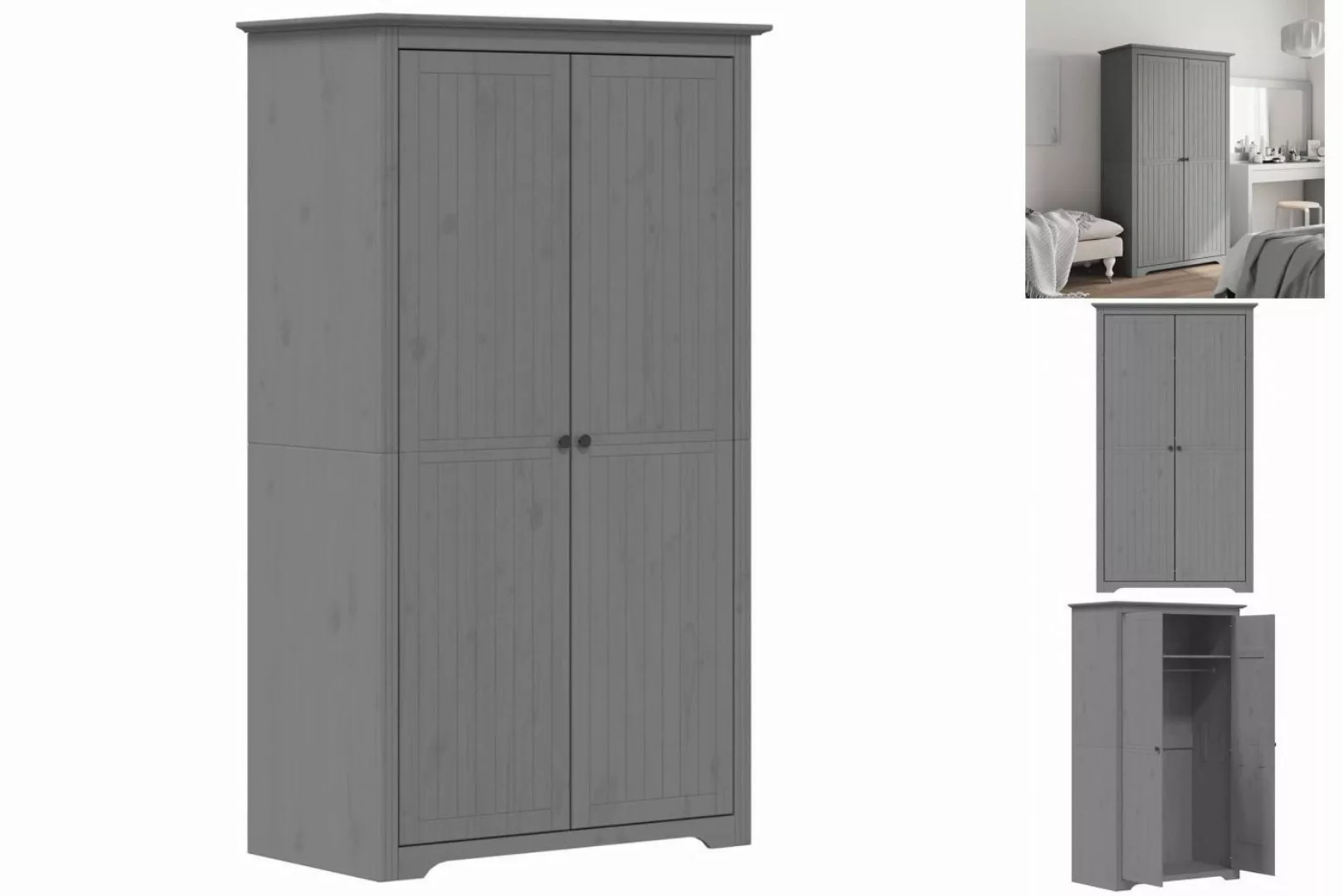 vidaXL Kleiderschrank Kleiderschrank BODO Grau 101x52x176,5 cm Massivholz K günstig online kaufen