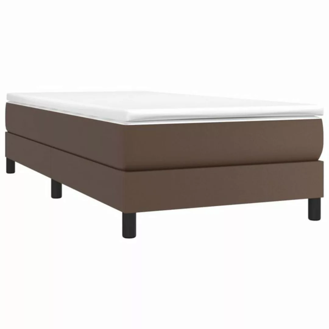 vidaXL Bett Boxspringbett mit Matratze Braun 90x200 cm Kunstleder günstig online kaufen