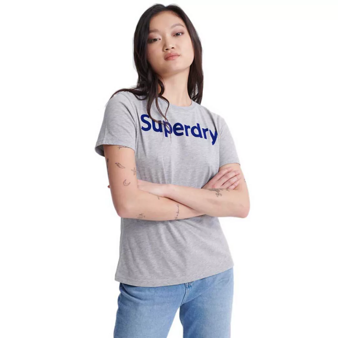 Superdry Regular Flock Kurzarm T-shirt M Grey Marl günstig online kaufen