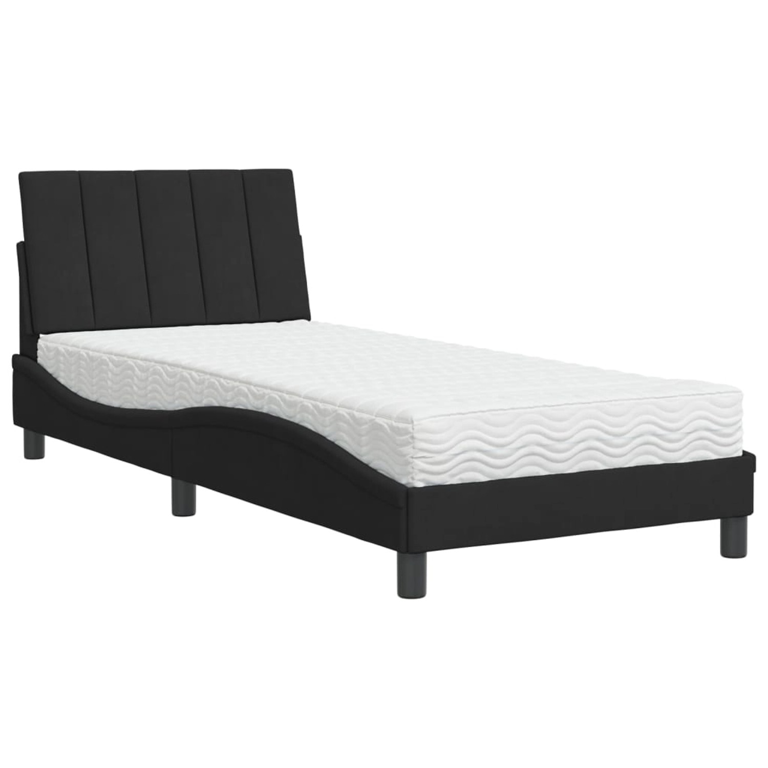 vidaXL Bett mit Matratze Schwarz 80x200 cm Samt2008795 günstig online kaufen