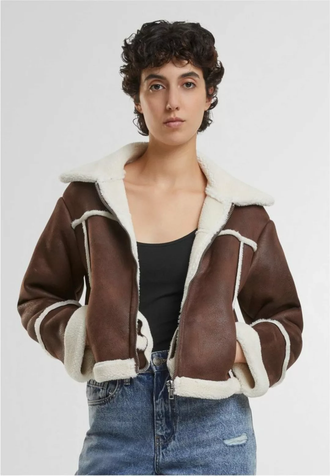 URBAN CLASSICS Lederjacke Ladies Shearling Jacket günstig online kaufen