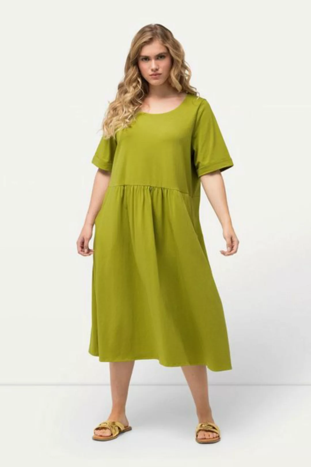 Ulla Popken Sommerkleid Jersey-Midikleid A-Linie Rundhals Halbarm günstig online kaufen