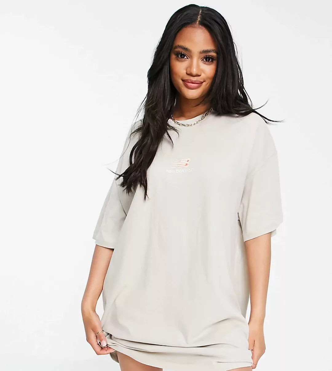 New Balance – T-Shirt-Kleid in Malve, exklusiv bei ASOS-Grau günstig online kaufen
