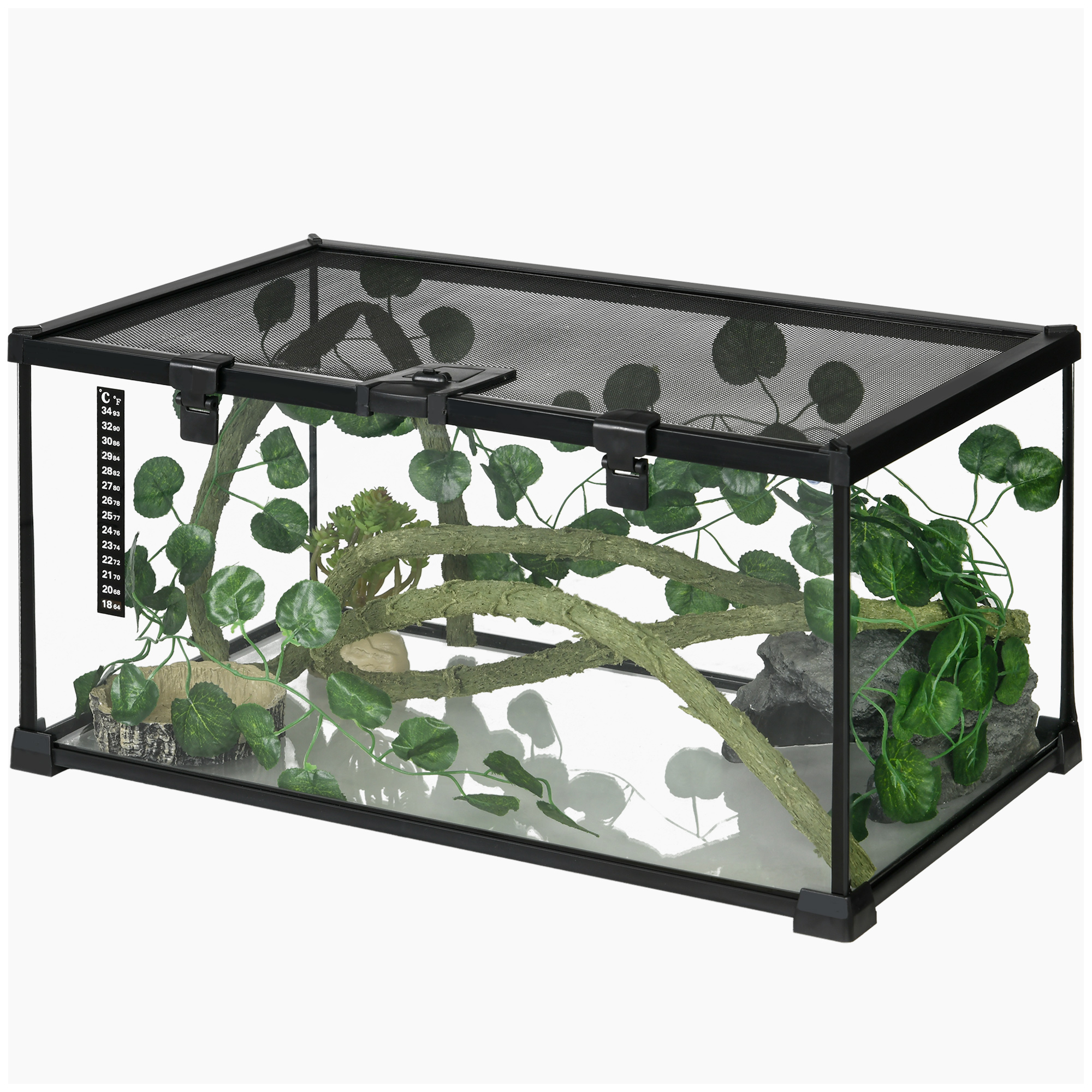 PawHut Reptilienbox Reptilienaufzucht Terrarium transparenter Deckel Schieb günstig online kaufen