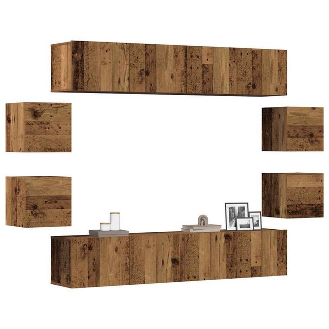 vidaXL Schrankmodule 8-tlg. TV-Schrank-Set Wandmontage Altholz-Optik Holzwe günstig online kaufen