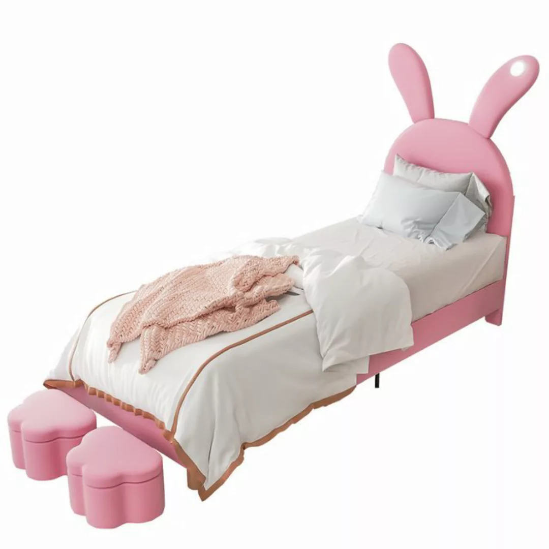 Gotagee Polsterbett Kinderbett LED Einzelbett 90x200cm mit Bänken Jugendbet günstig online kaufen