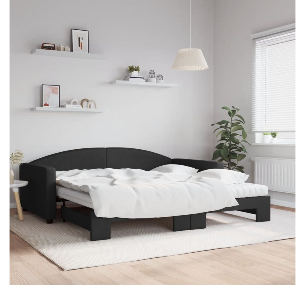 vidaXL Gästebett Gästebett Tagesbett Ausziehbar mit Matratzen Schwarz 100x2 günstig online kaufen