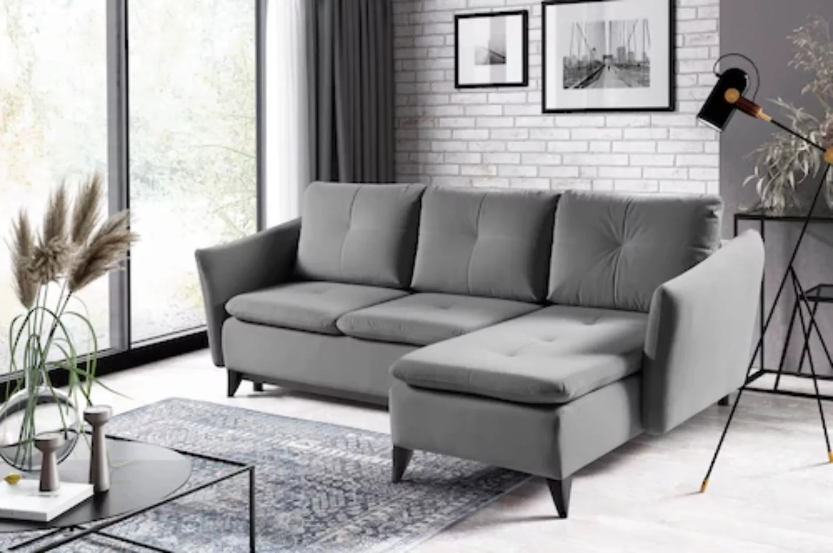 WERK2 Ecksofa »Vesuv L-Form«, Moderne Eckcouch mit losen Rückenkissen, Sofa günstig online kaufen