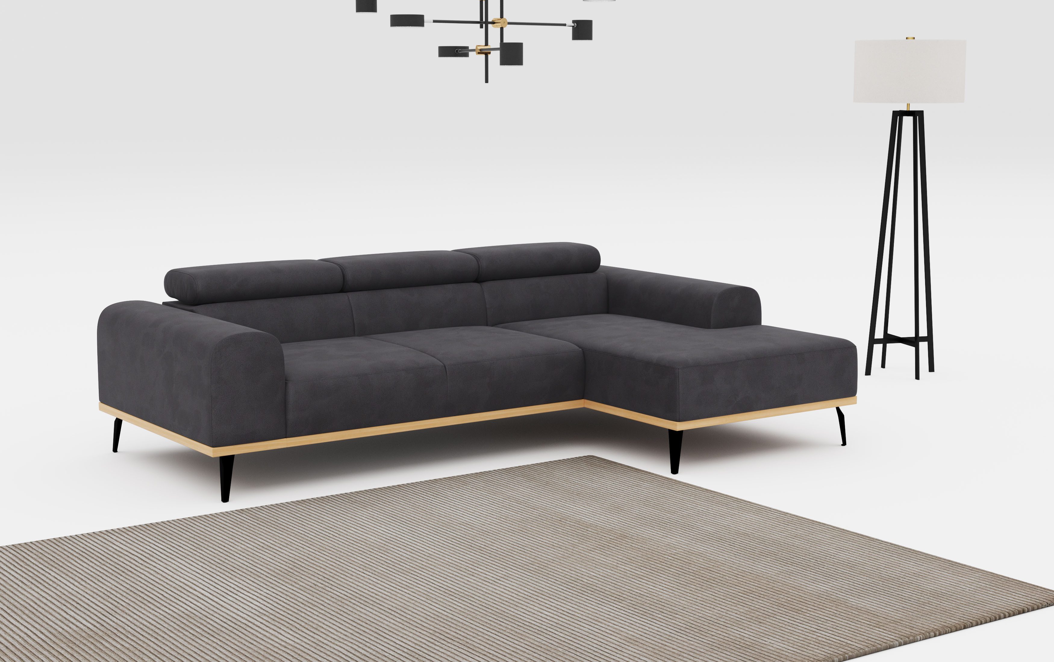 Places of Style Ecksofa "Carlo L-Form", mit Kopfteilverstellung & Holz-Rahm günstig online kaufen