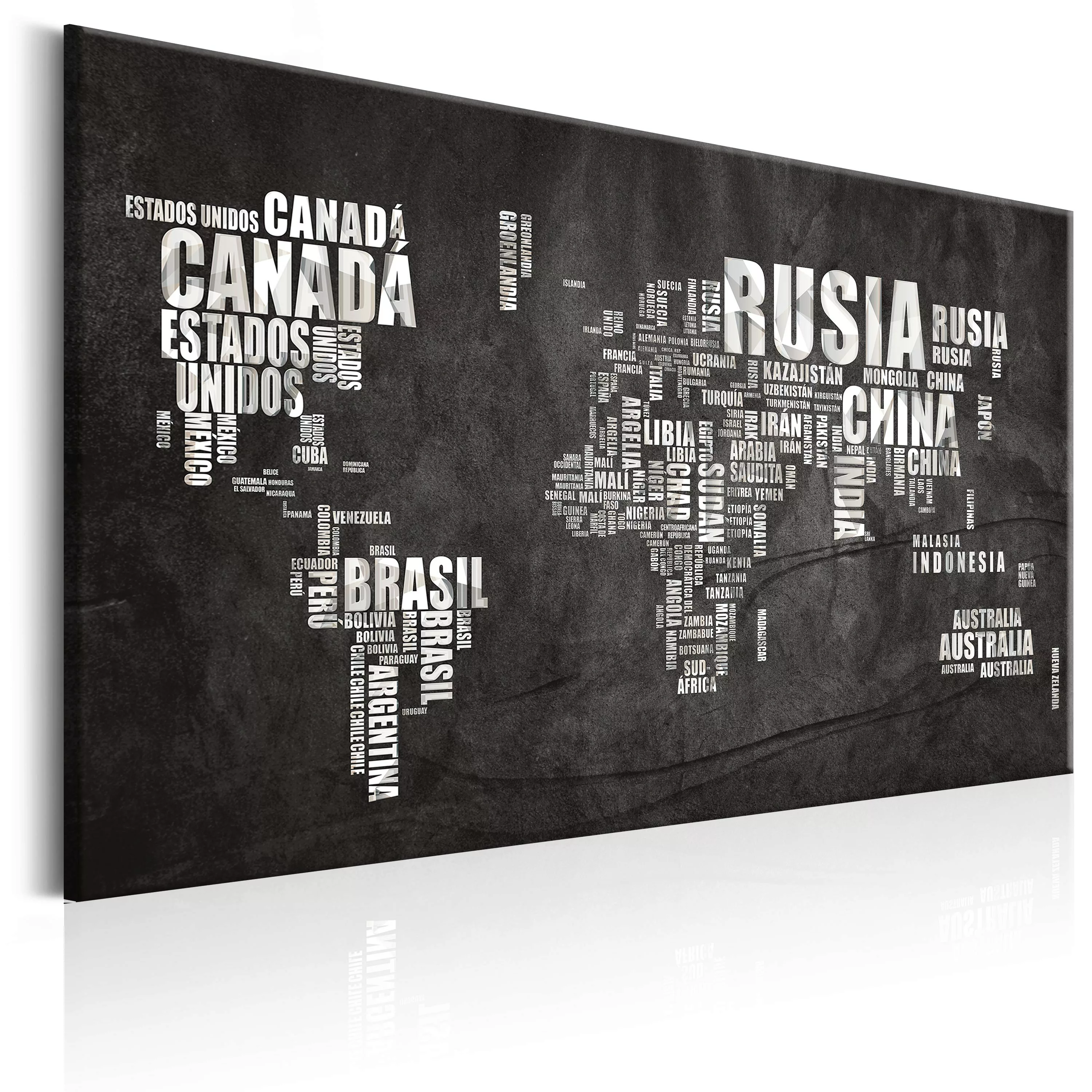 Wandbild - World Map: Mundo Negro günstig online kaufen
